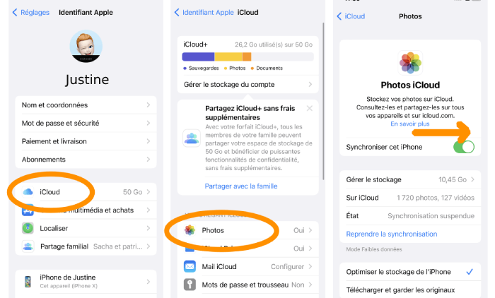 Activer iCloud Photos sur un iPhone