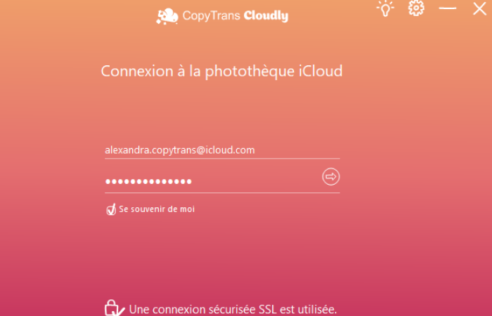 connexion à copytrans cloudly avec apple id