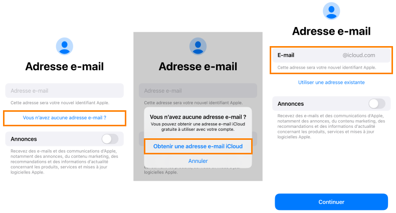 Créer adresse mail iCloud