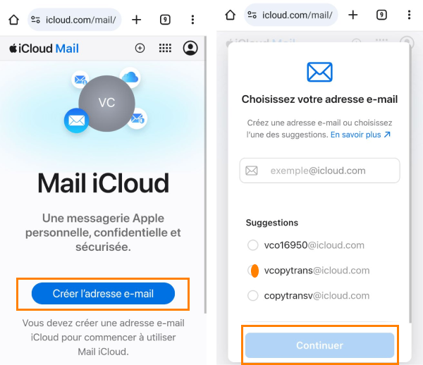 Créer une adresse iCloud depuis un navigateur