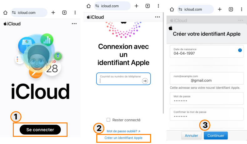 Créer un identifiant iCloud depuis un navigateur