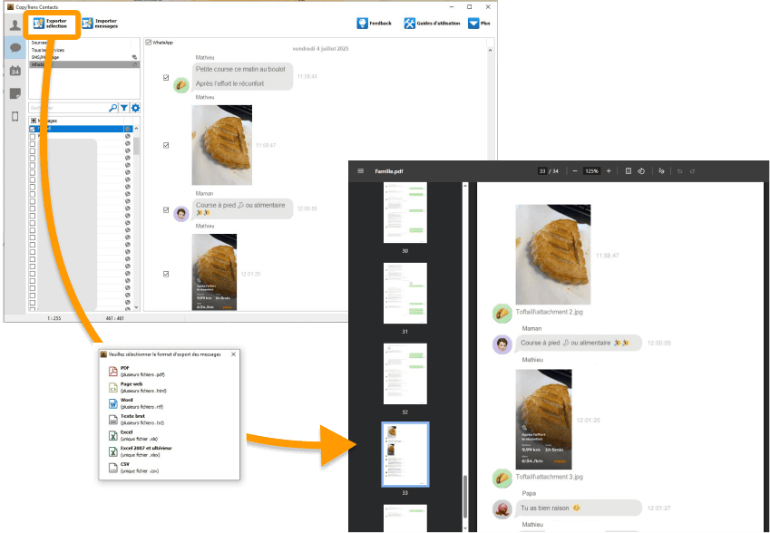 Exporter vos conversations WhatsApp avec leurs pièces jointes dans CopyTrans Contacts