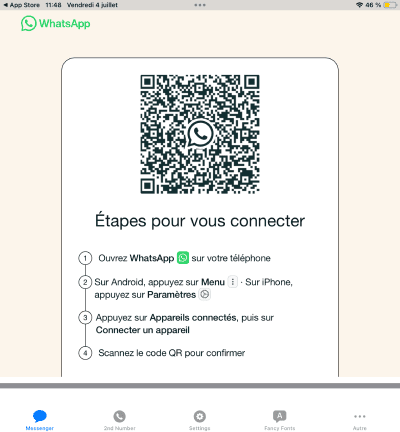 Ouvrez l'application WhatsApp et trouvez le qr code
