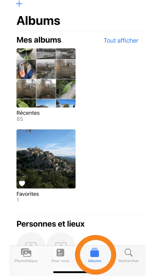 Dans la Galerie, sélectionnez Albums