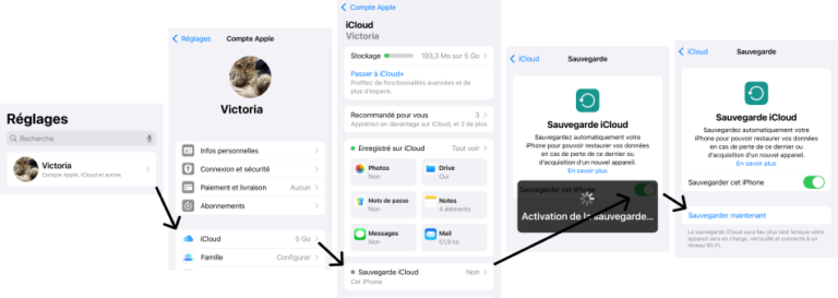 comment activer sauvegarde icloud