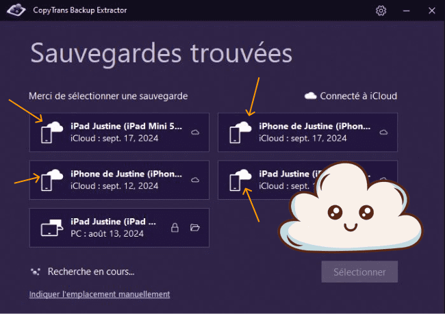 Vos sauvegardes iCloud sont marquées d'un nuage