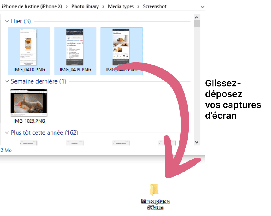Transférer les captures d'écran iPhone ou iPad vers le PC