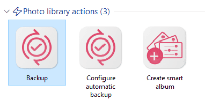 Cliquez sur Backup pour lancer une sauvegarde de la photothèque de l'iPhone