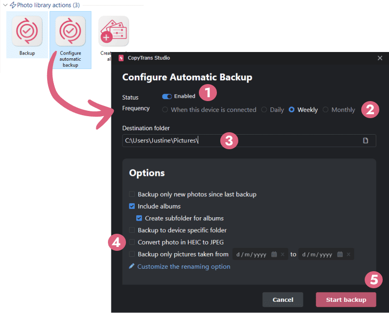 Paramètrer sa sauvegarde automatique CopyTrans Studio