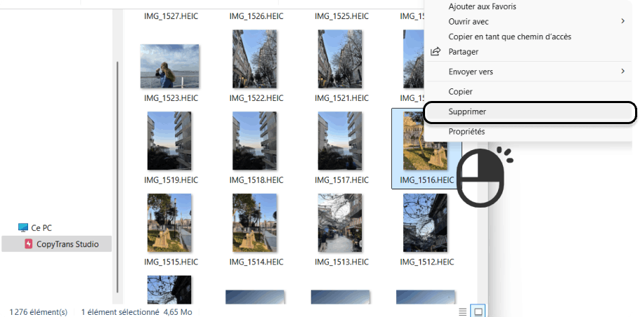 Supprimer les photos iPhone depuis un PC