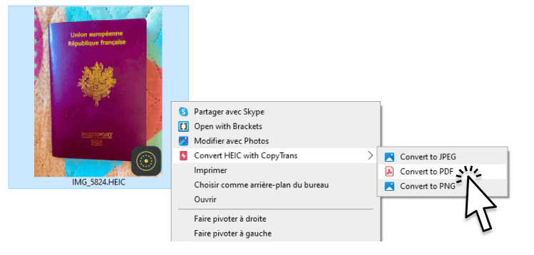 Avec CopyTrans Studio convertissez un fichier HEIC en JPEG en 2 clics
