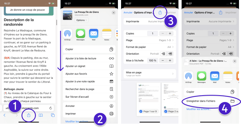 Enregistrer une page web au format pdf sur iPhone
