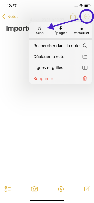 Cliquez sur les trois ... pour avoir l'option scan