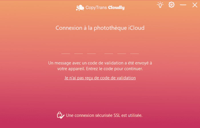 Rentrez le code de validation recu sur votre appareil