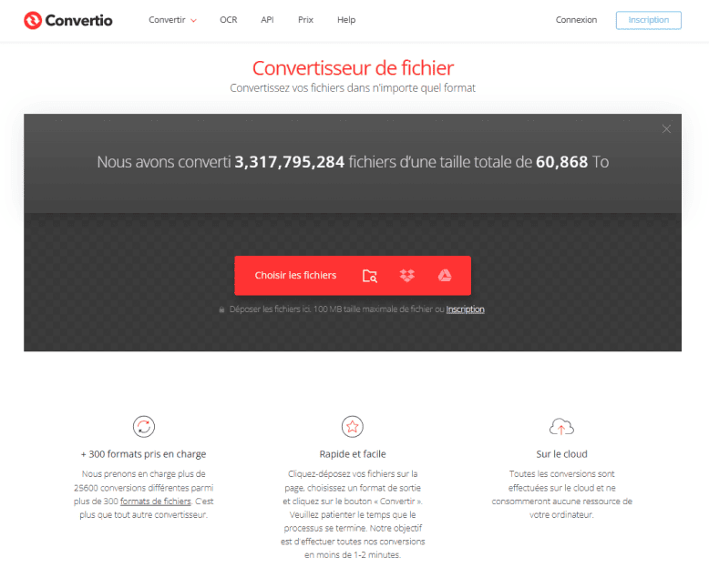 Interface du convertisseur HEIC JPEG en ligne Convertio
