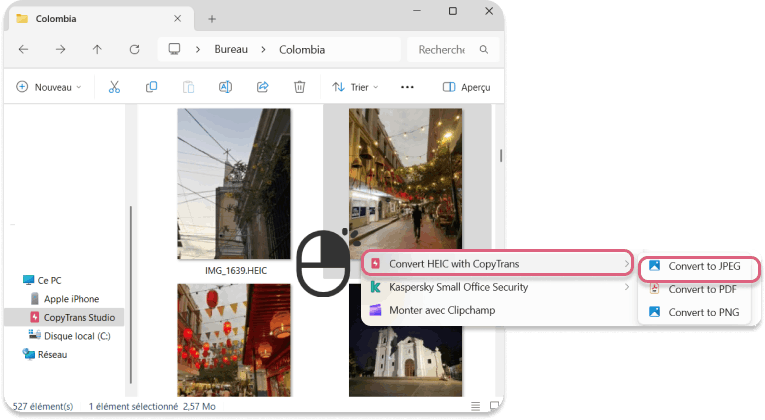 Convertir HEIC en JPEG sous Windows avec CopyTrans Studio