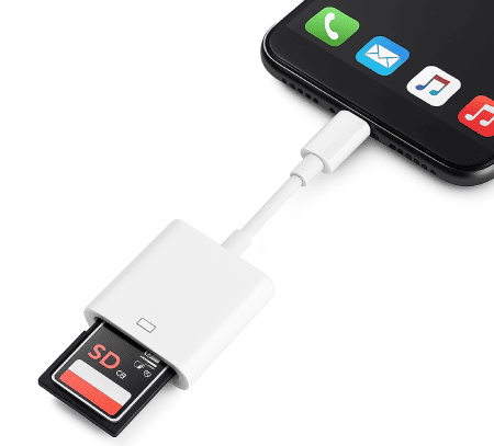 Exemple de carte SD iPhone avec adaptateur