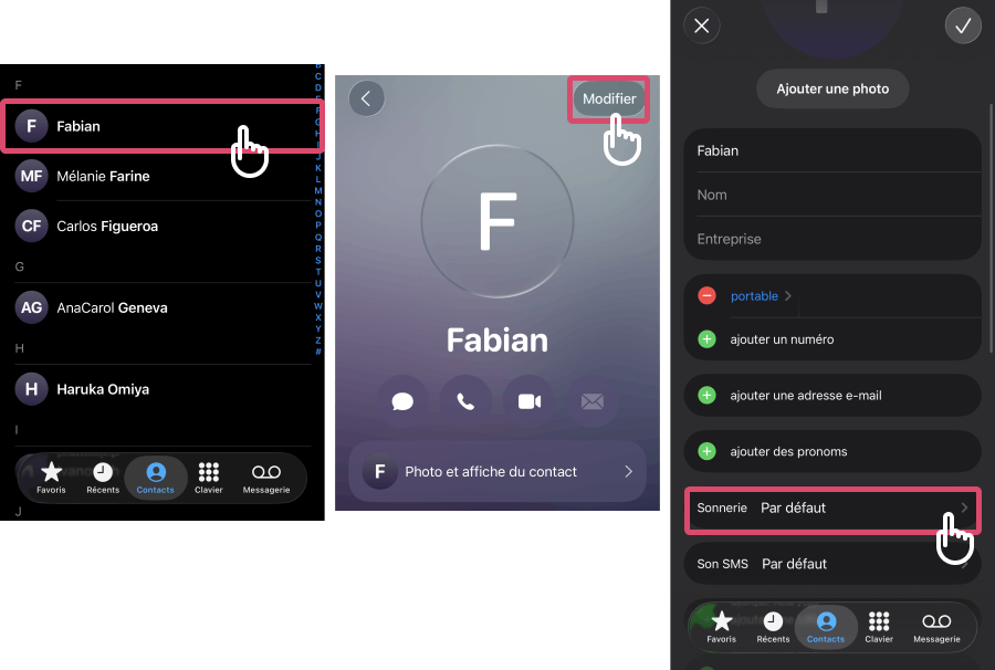 changer de sonnerie pour un contact sur l’iPhone