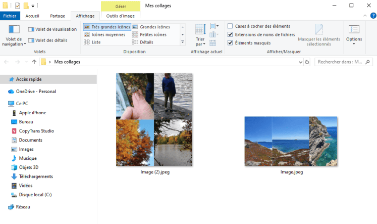 Mes collages photos iPhone sur le PC