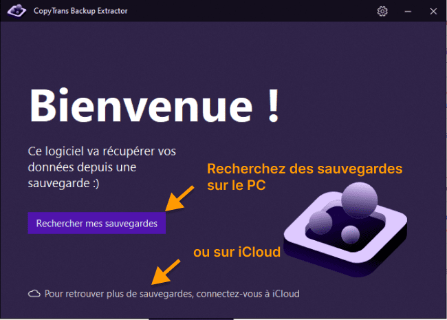 Recherchez des sauvegardes automatiquement sur le PC ou dans iCloud