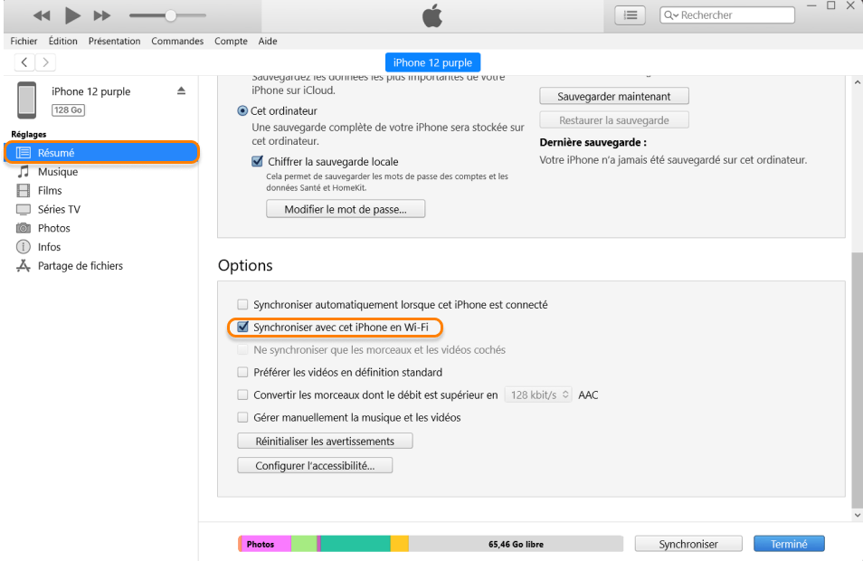 Comment se connecter à iTunes sans fil ?