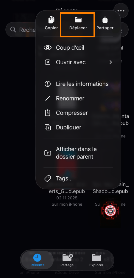 Mettre un fichier vers iCloud Drive sur iPhone