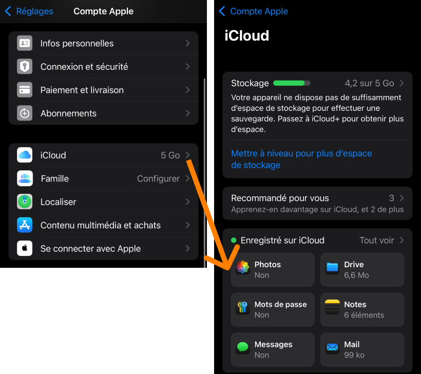 Comment voir si mes photos iPhone sont dans iCloud sous iOS 26 ?