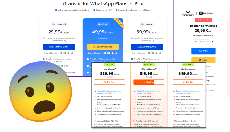 Différents programmes permettent de transférer WhatsApp d'Android à iPhone avec un certain prix