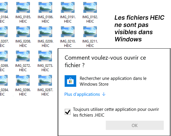 Windows ne peut pas ouvrir les fichiers HEIC sans plugin
