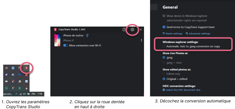 Désactiver la conversion automatique des fichiers HEIC en JPEG dans CopyTrans Studio