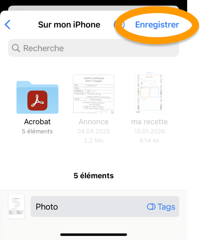 Enregistrez les photos iPhone converties en PDF