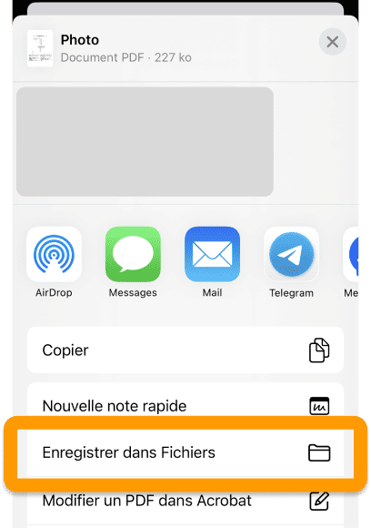 Sélectionnez Enregistrer Fichiers