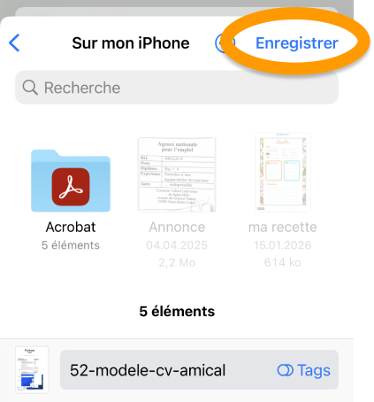 Choisissez l'emplacement du PDF